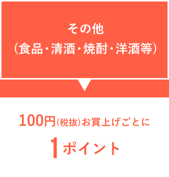 その他(食品・清酒・焼酎・洋酒等) 108円お買上げごとに1ポイント